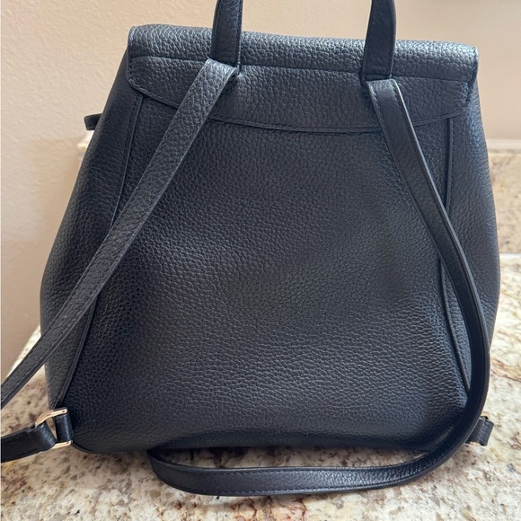 Like New - Kate Spade Black Pebbled Leather Backpack with Gold Accents - Picture 2 of 5